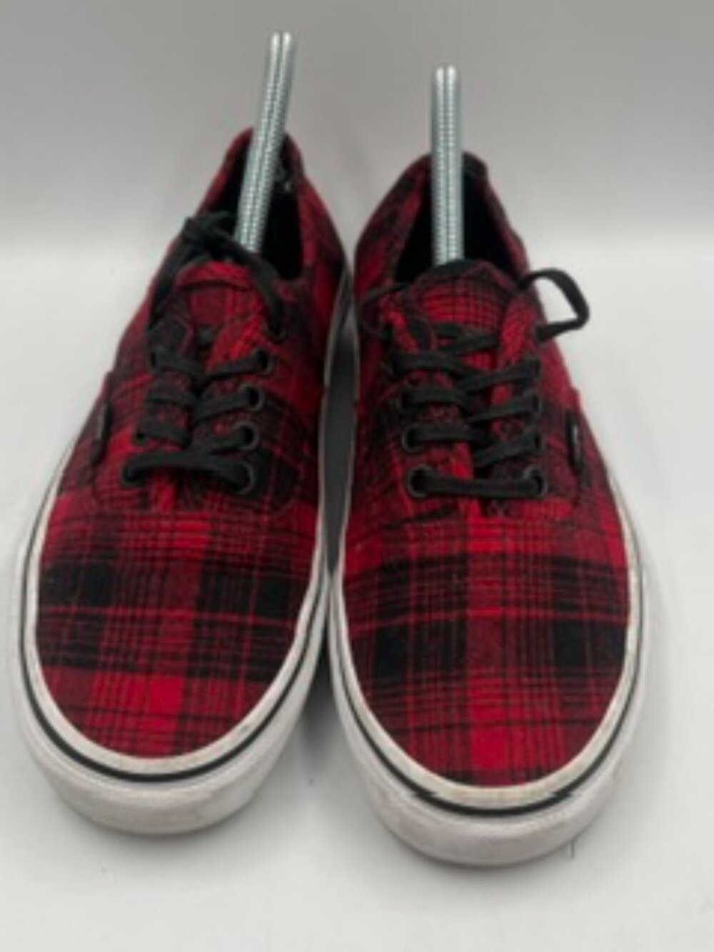 Vans Authentic Flannel Sneakers Unisex W8 M6.5 Red & Black Plaid low top lace up - Picture 3 of 9